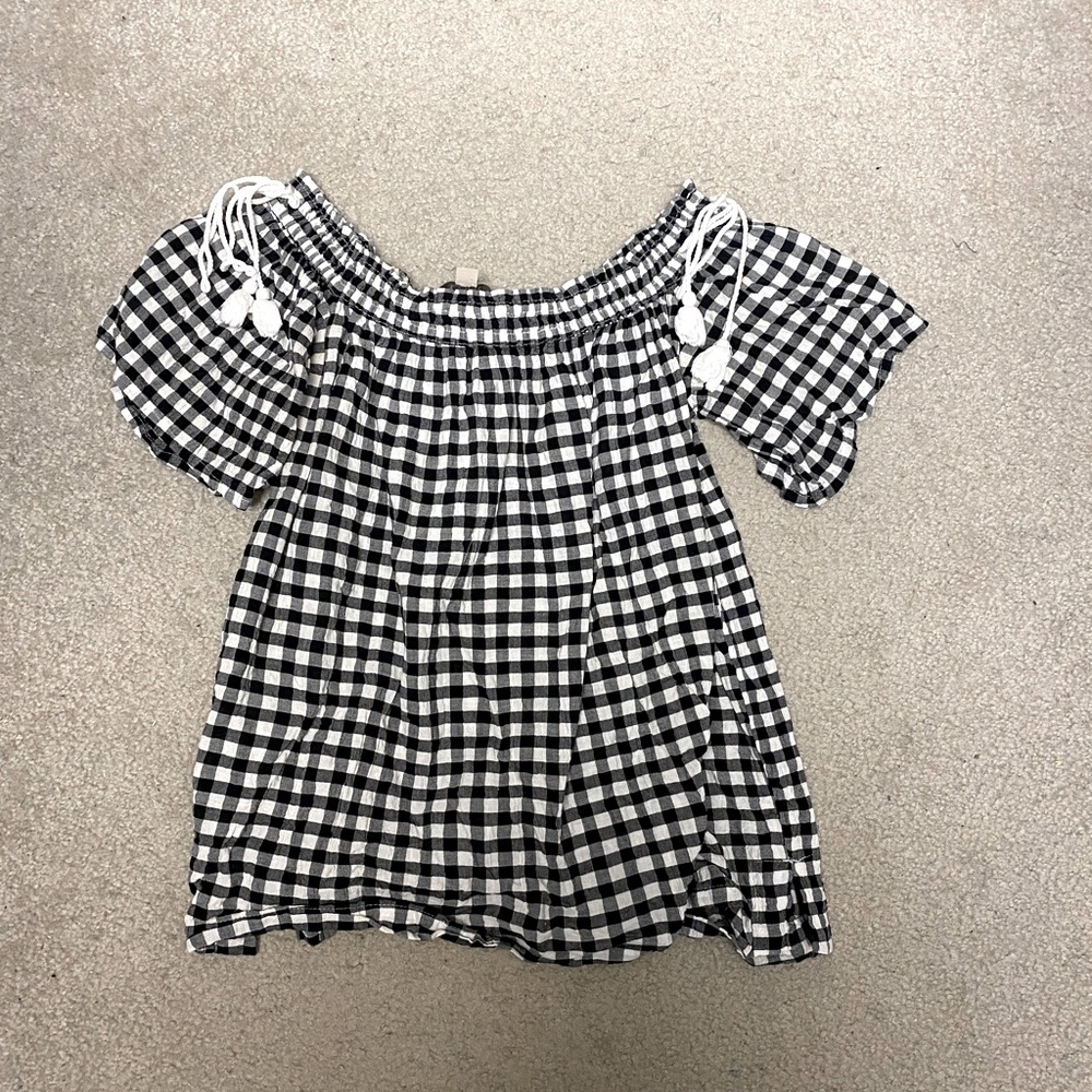 Loft gingham off shoulder top